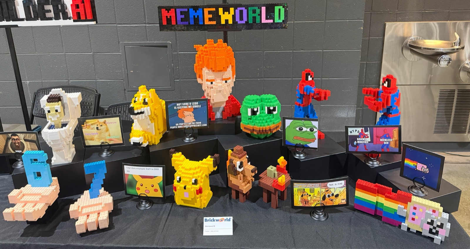 BrickBuilder AI models built with real LEGO bricks, on display at the Brickworld Chicago LEGO convention